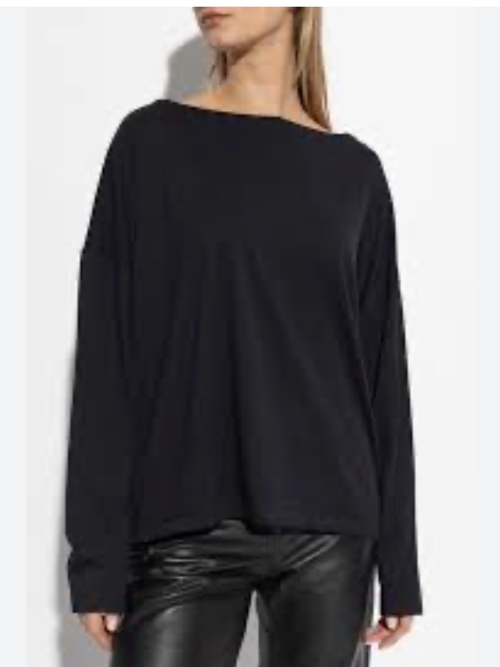 AllSaints Black Boatneck Long-Sleeve Top